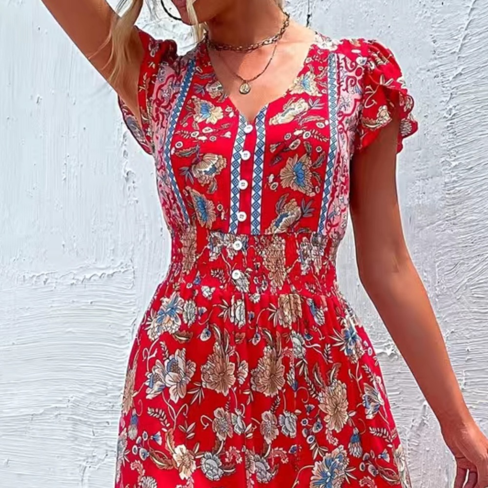 TRIBAL PRINT RUCHED DRESS - Picture 13 of 14